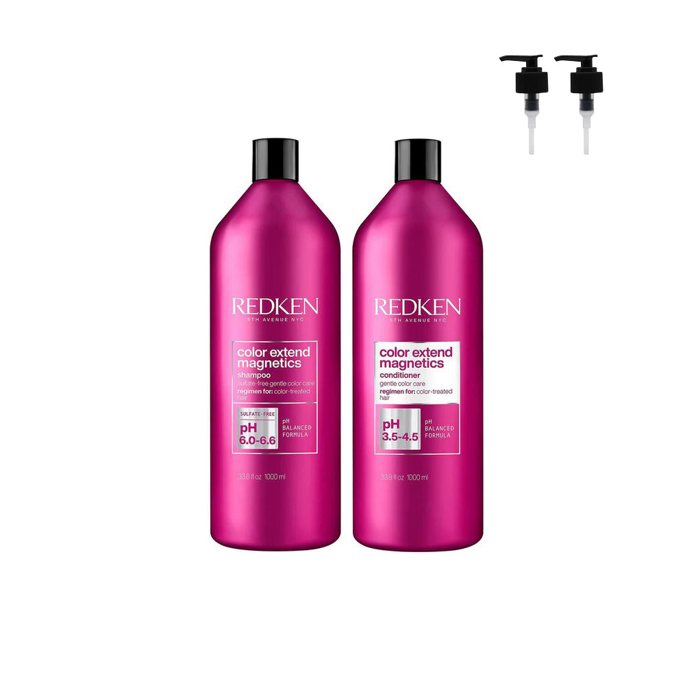 Redken Color Extend Magnetics Shampoo & Consitioner 1000ml Duo Pack + 2 x Pumps