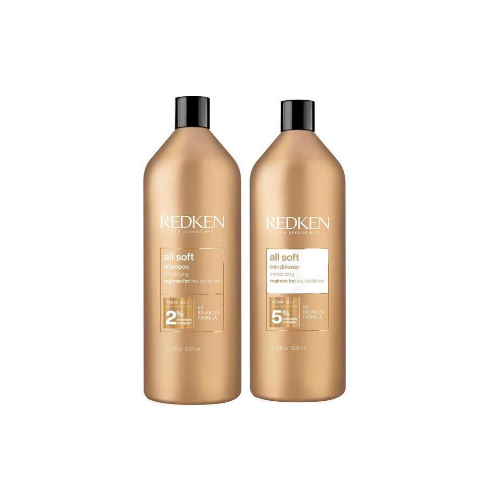 REDKEN All Soft Shampoo & Conditioner 1L Pack + 2 x Pumps