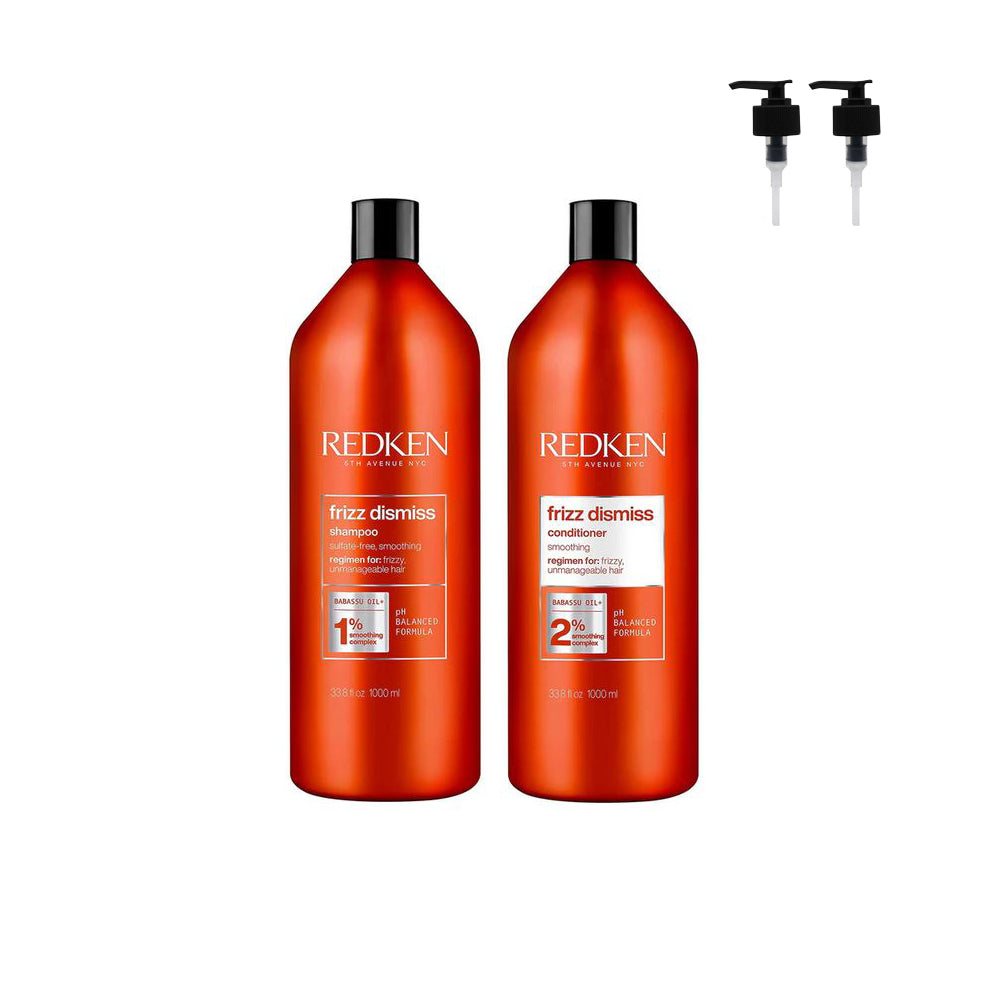 Redken Frizz Dismiss Shampoo & Conditioner 1000ml Duo Pack + 2 x Pumps